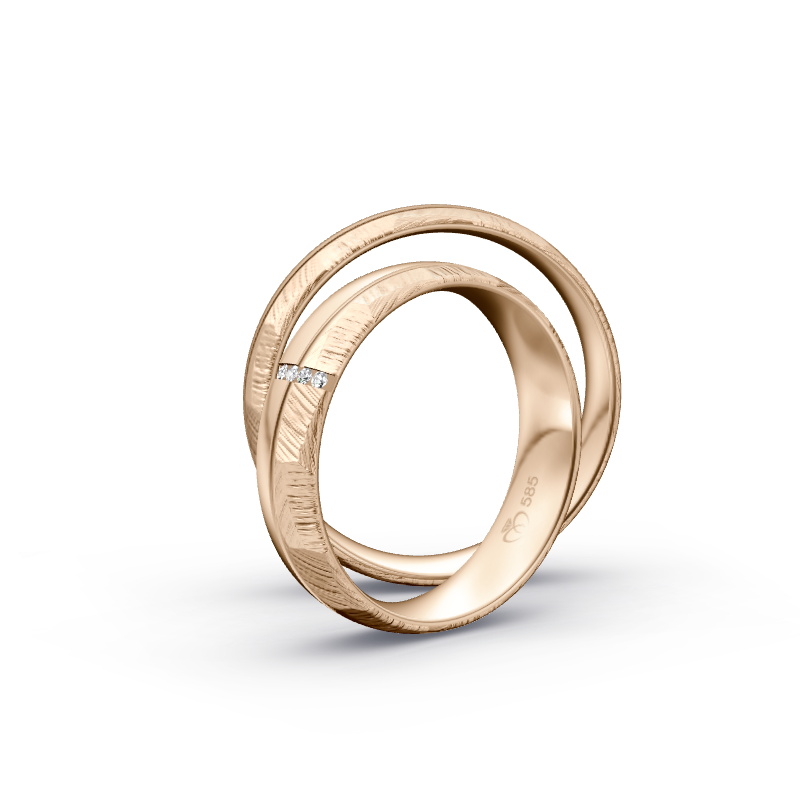 Miniaturbild: Trauringe TL7204 - Roségold (Poliert / Fels) | Eheringe aus Gold