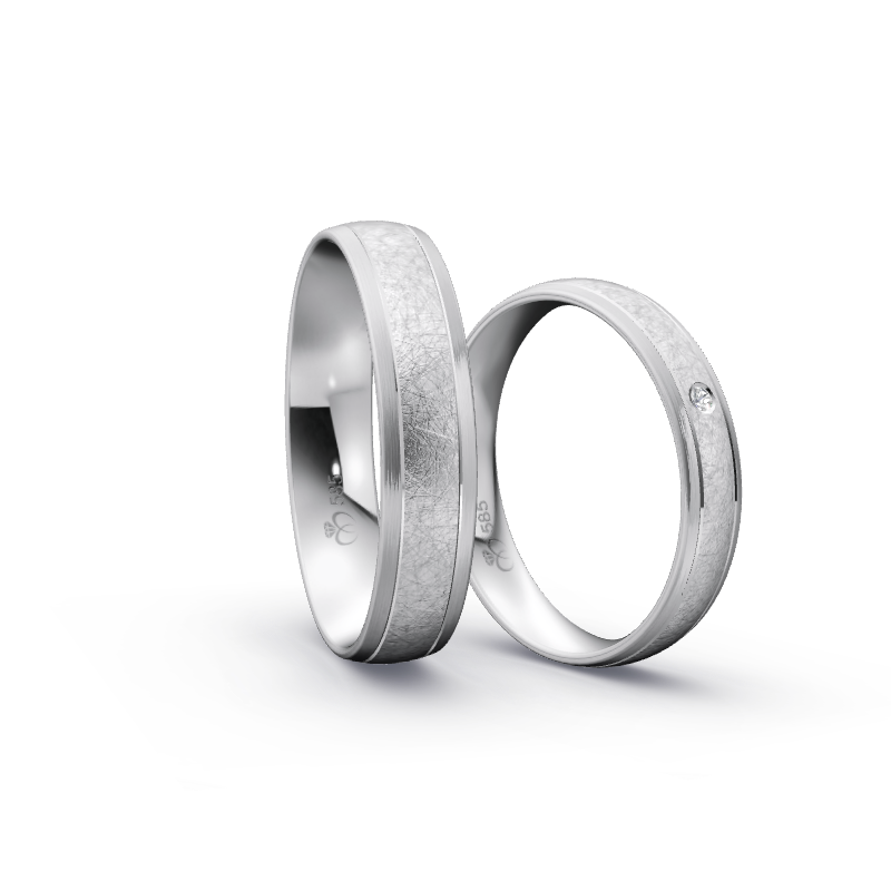 Miniaturbild: Trauringe TL8135 - Weißgold (Eismatt / Strichmatt) | Eheringe aus Gold