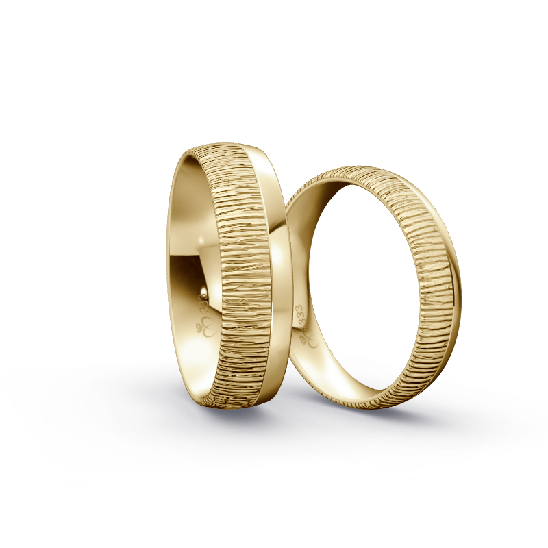 Miniaturbild: Trauringe TL9565 - Gelbgold (Quermatt grob / poliert) | Eheringe aus Gold