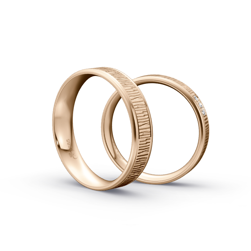 Miniaturbild: Trauringe TL9010 - Roségold (Quermatt grob / poliert) | Eheringe aus Gold