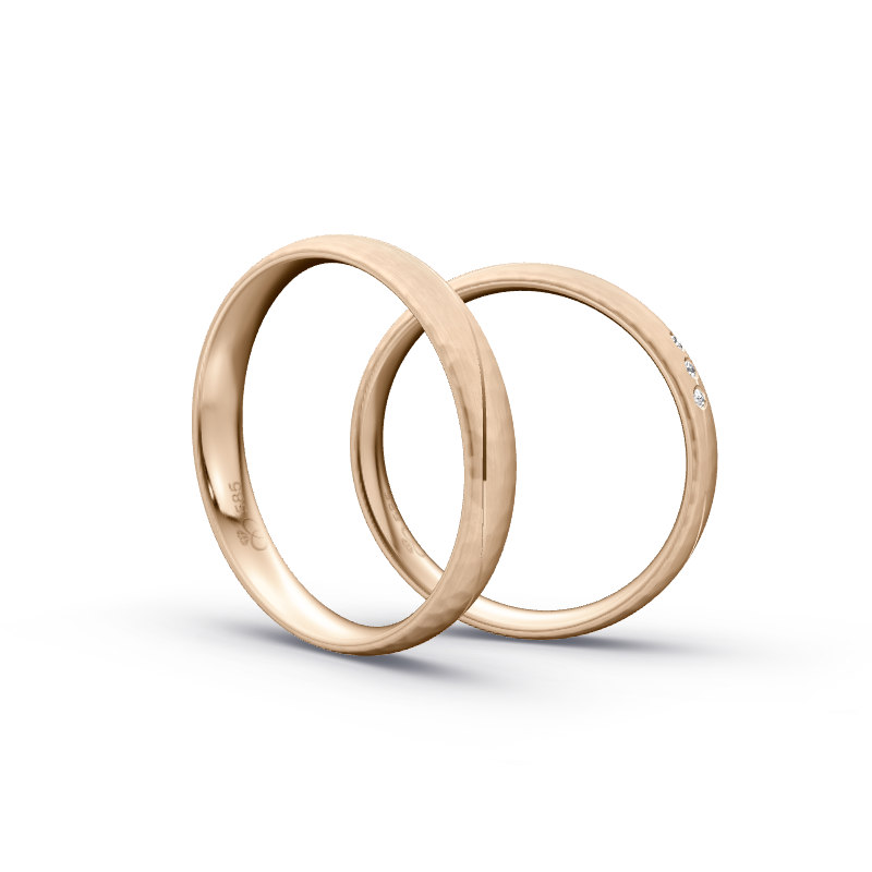 Miniaturbild: Trauringe TL1382 - Roségold (Hammerschlag matt) | Eheringe aus Gold