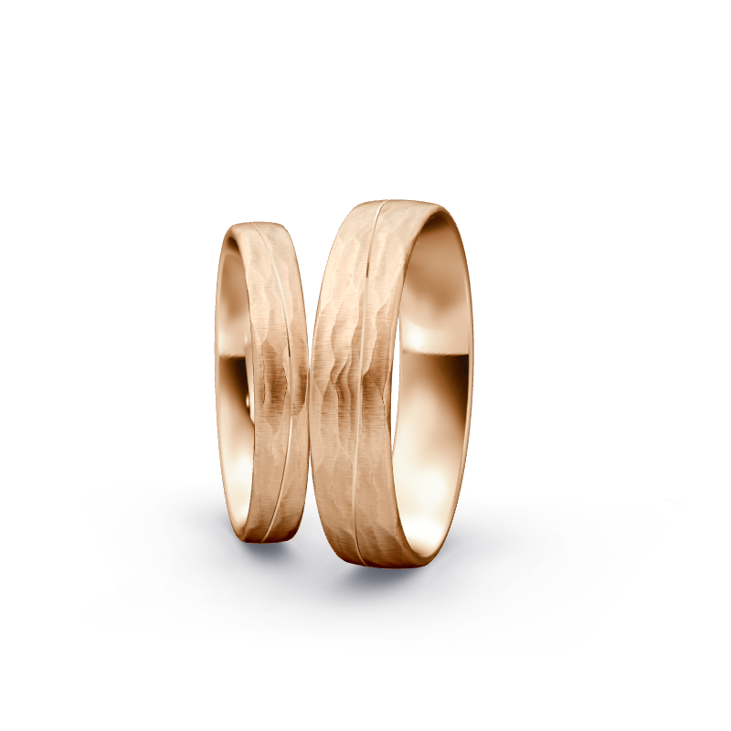 Miniaturbild: Trauringe TL9656 - Rotgold (Relief längs) | Eheringe aus Gold