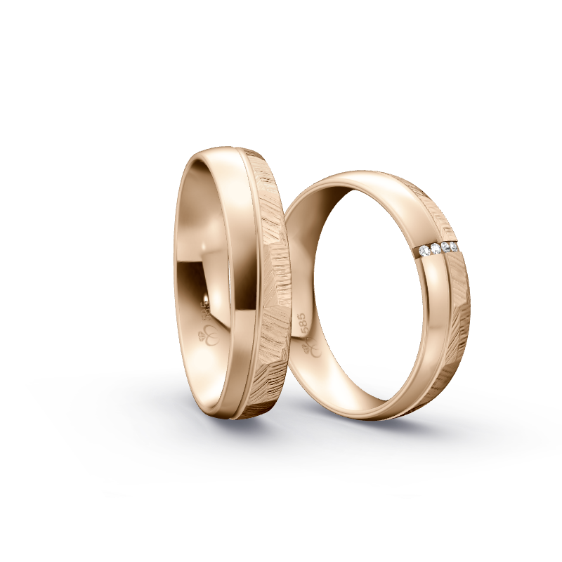 Miniaturbild: Trauringe TL7204 - Roségold (Poliert / Fels) | Eheringe aus Gold