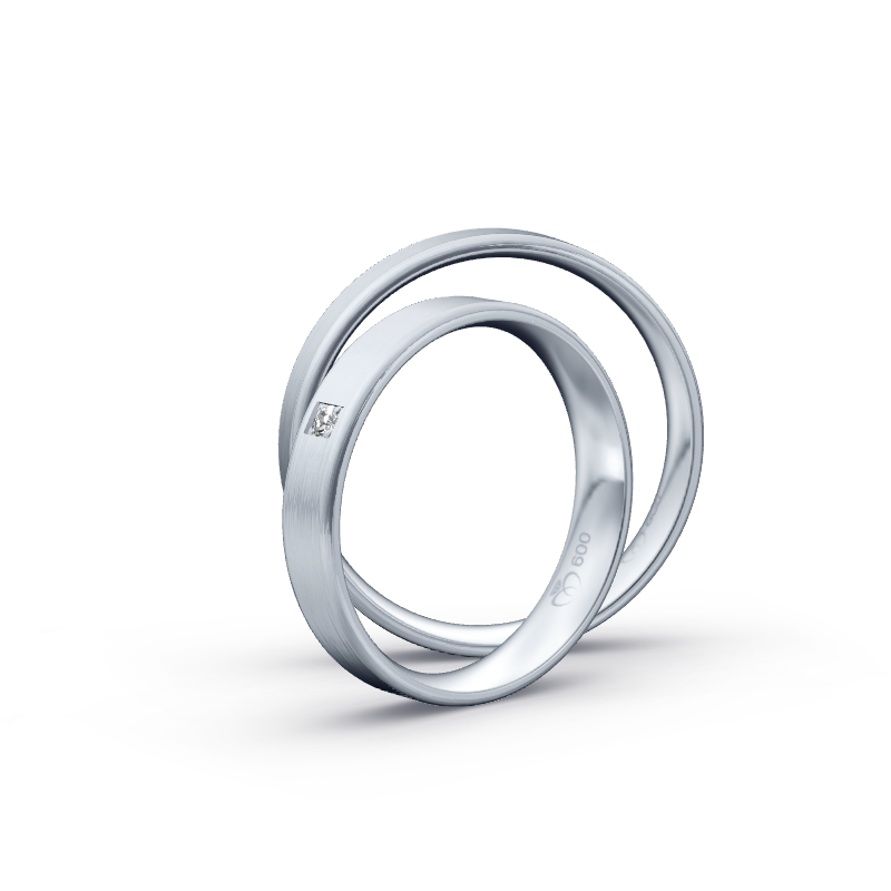 Miniaturbild: Trauringe TL7990 - Platin (Strichmatt) mit 1 Brillant
