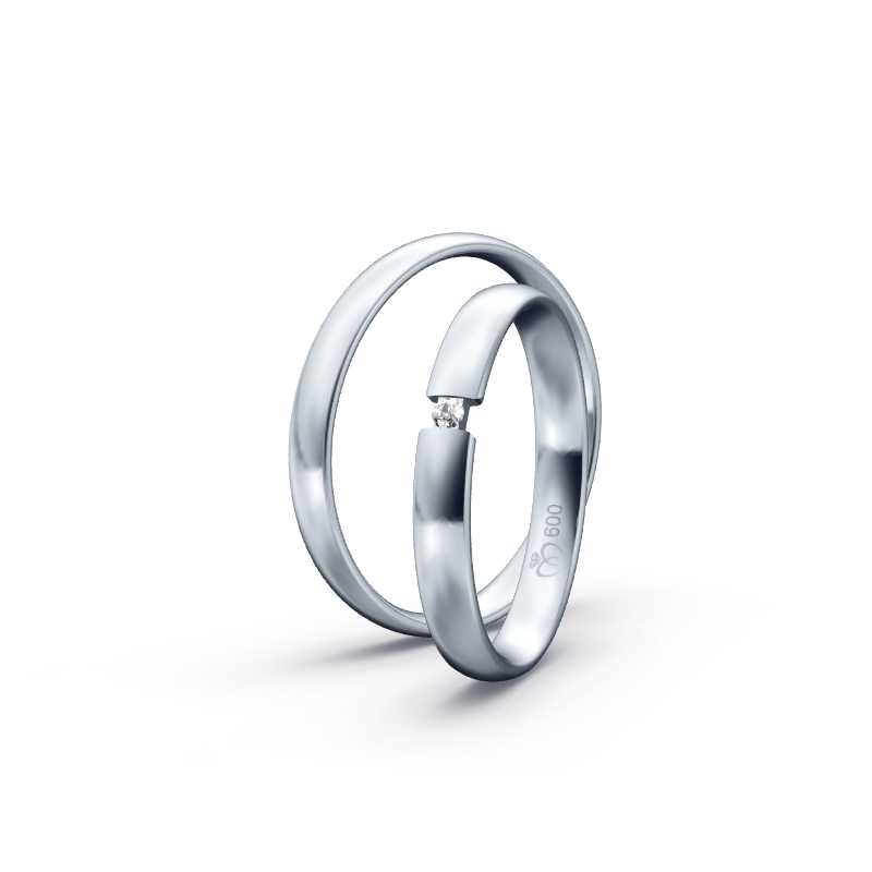 Miniaturbild: Trauringe TL1037 - Platin (Poliert) mit 1 Brillant