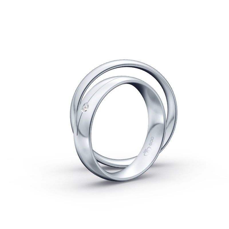Miniaturbild: Trauringe TL8688 - Platin (Poliert / Poliert) mit 1 Brillant