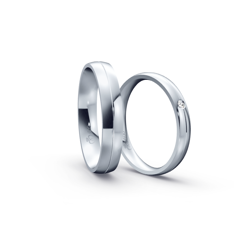 Miniaturbild: Trauringe TL5802 - Platin (poliert) mit 1 Brillant
