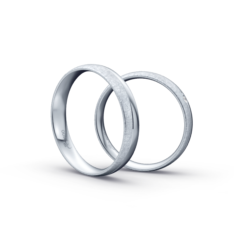 Miniaturbild: Trauringe TL7946 - Platin (Eismatt / Poliert) mit 1 Brillant