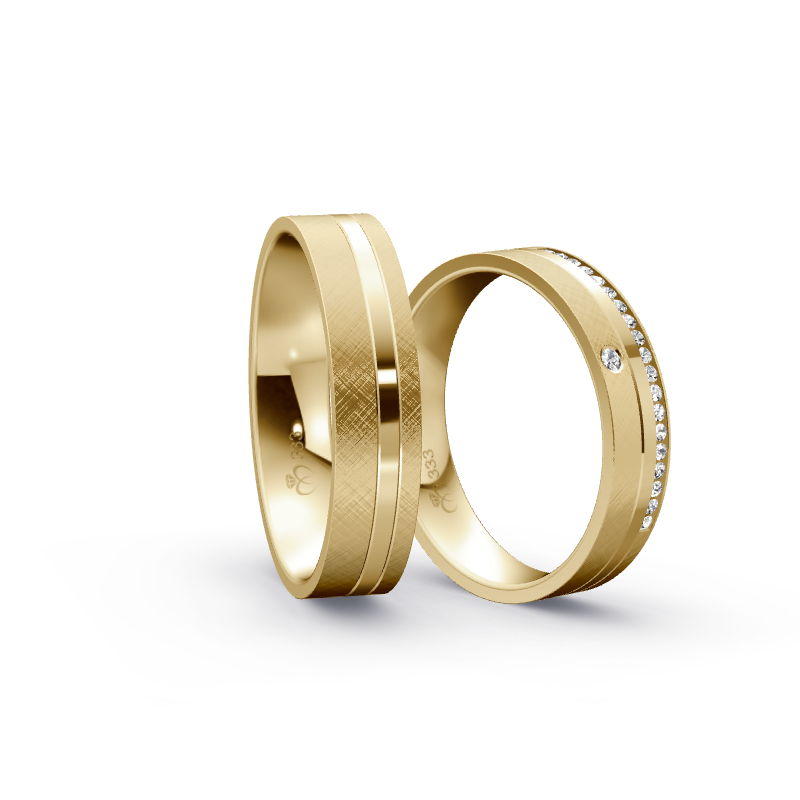 Miniaturbild: Trauringe TL6738 - Gelbgold (Poliert / Kreuzmatt) | Eheringe aus Gold