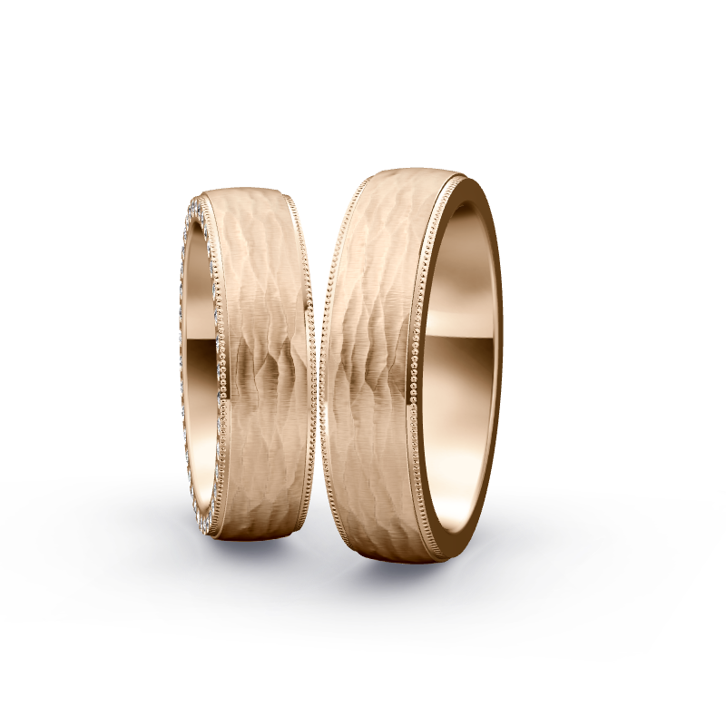 Miniaturbild: Trauringe TL9585 - Roségold (Relief längs) | Eheringe aus Gold