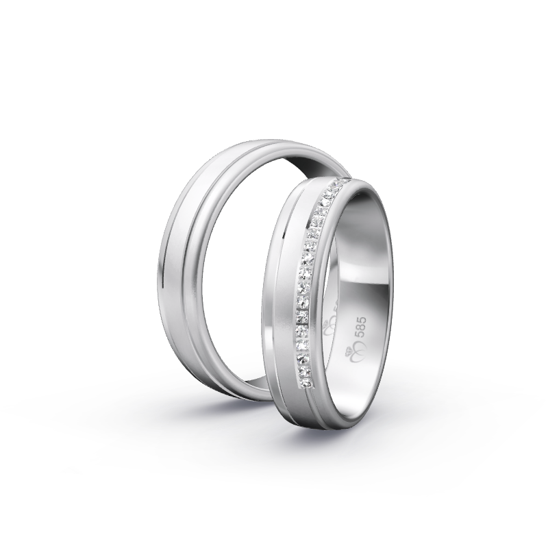 Miniaturbild: Trauringe TL9488 - Weißgold (Sandmatt fein / Poliert) | Eheringe aus Gold