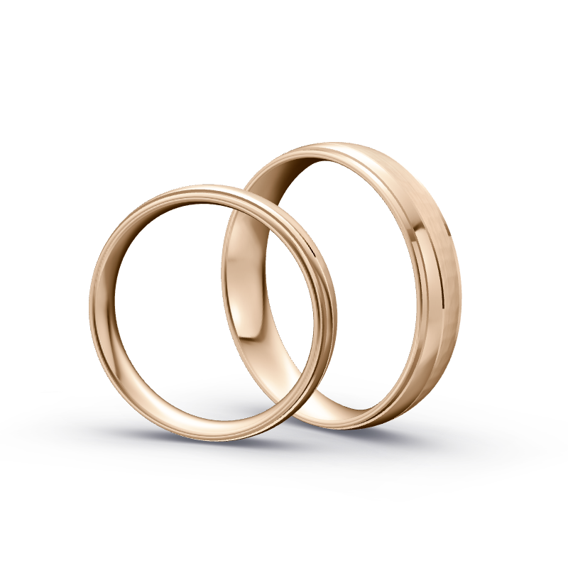 Miniaturbild: Trauringe TL9749 - Roségold (Poliert / Hammerschlag matt) | Eheringe aus Gold