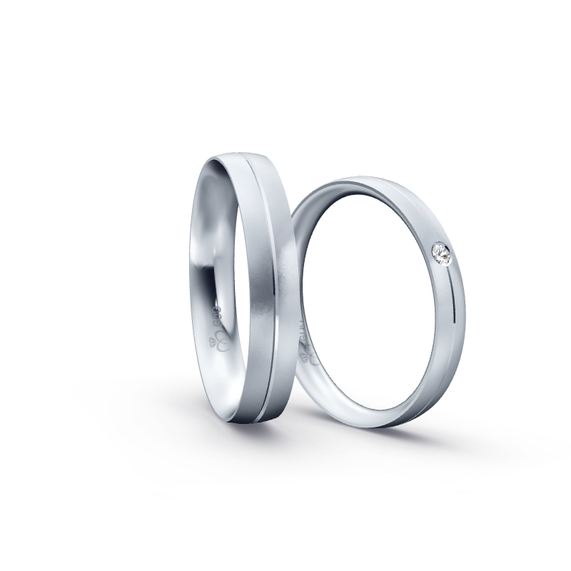 Miniaturbild: Trauringe TL8684 - Platin (Sandmatt fein) mit 1 Brillant