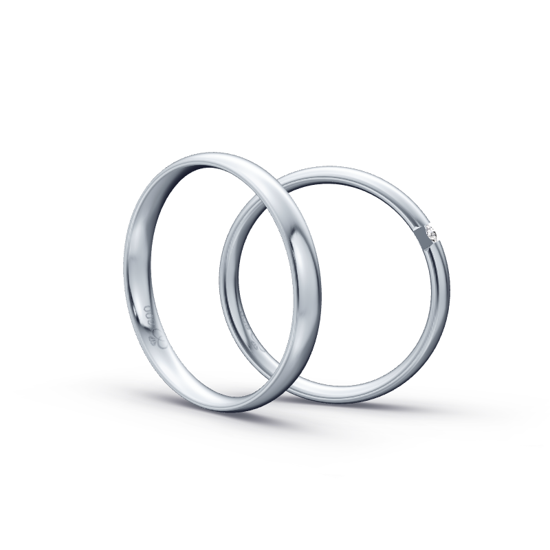 Miniaturbild: Trauringe TL1037 - Platin (Poliert) mit 1 Brillant