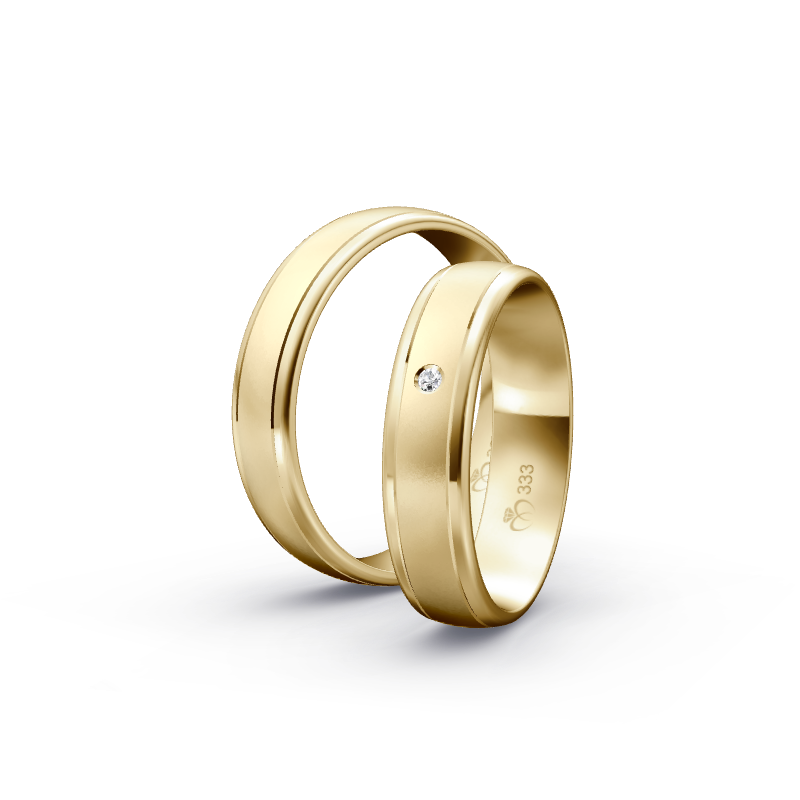 Miniaturbild: Trauringe TL6073 - Gelbgold (Poliert / Sandmatt fein) | Eheringe aus Gold