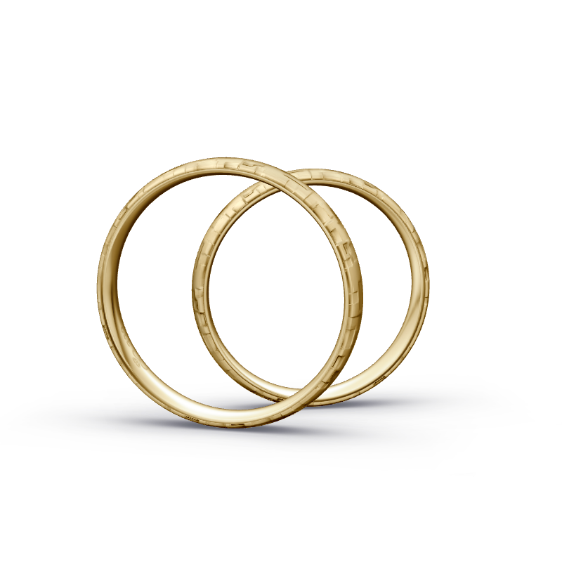 Miniaturbild: Trauringe TL1133 - Gelbgold (Hammerschlag rechteckig) | Eheringe aus Gold