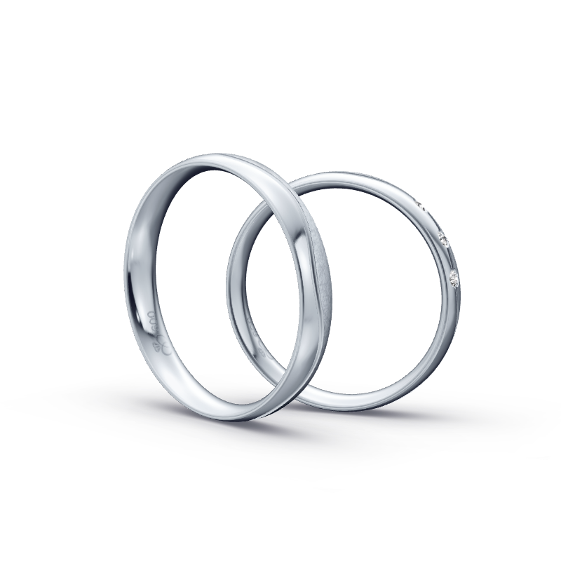 Miniaturbild: Trauringe TL4280 - Platin (Poliert / Eismatt) mit 3 Brillanten 0,01ct. SI / TW