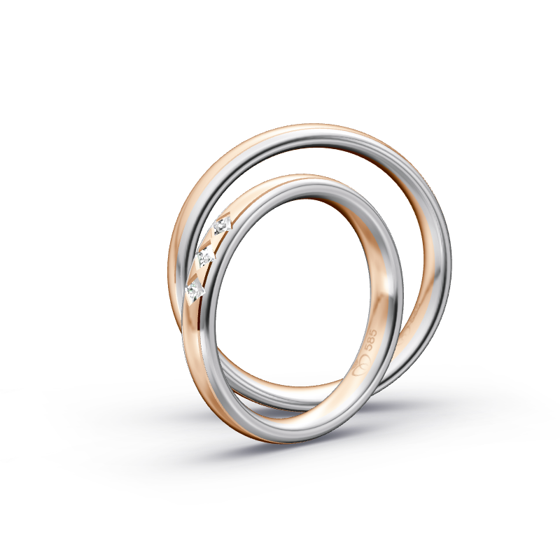 Miniaturbild: Trauringe TL1380 - Rotgold/Weißgold