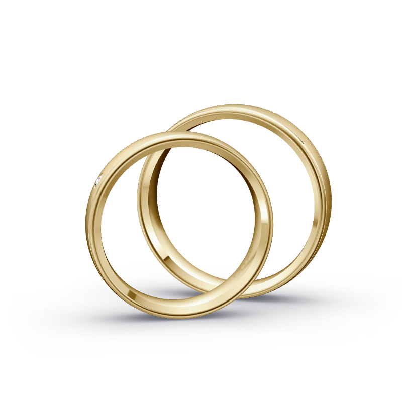 Miniaturbild: Trauringe TL8476 - Gelbgold (Poliert / Schrägmatt) | Eheringe aus Gold