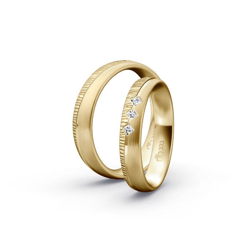 Miniaturbild: Trauringe TL9738 - Gelbgold (Quermatt grob / poliert) | Eheringe aus Gold