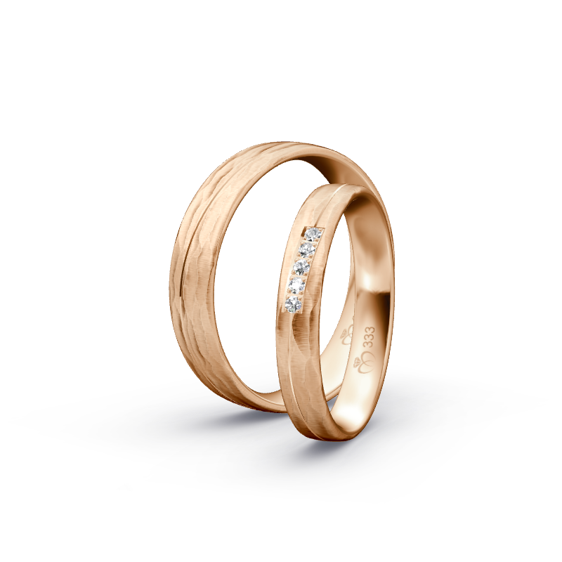 Miniaturbild: Trauringe TL9656 - Rotgold (Relief längs) | Eheringe aus Gold