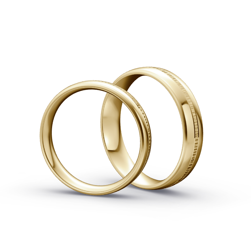 Miniaturbild: Trauringe TL8446 - Gelbgold (Quermatt grob / poliert) | Eheringe aus Gold