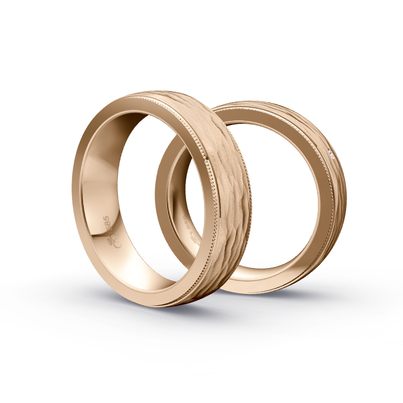 Miniaturbild: Trauringe TL9585 - Roségold (Relief längs) | Eheringe aus Gold