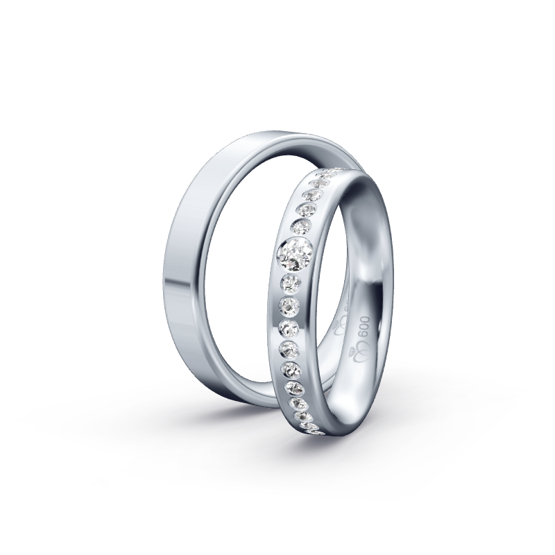 Miniaturbild: Trauringe TL6597 - Platin (Poliert) mit Brillanten