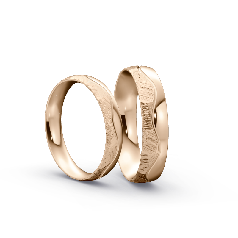 Miniaturbild: Trauringe TL2794 - Roségold (Poliert / Fels) | Eheringe aus Gold