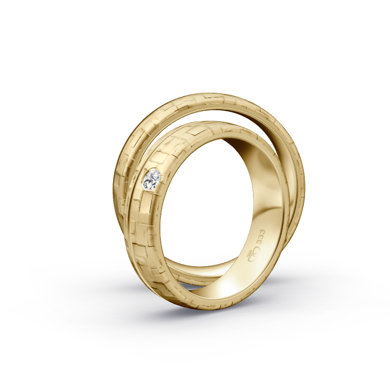 Miniaturbild: Trauringe TL5016 - Gelbgold (Hammerschlag rechteckig) | Eheringe aus Gold