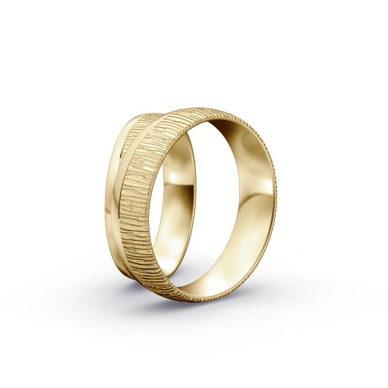 Miniaturbild: Trauringe TL9565 - Gelbgold (Quermatt grob / poliert) | Eheringe aus Gold