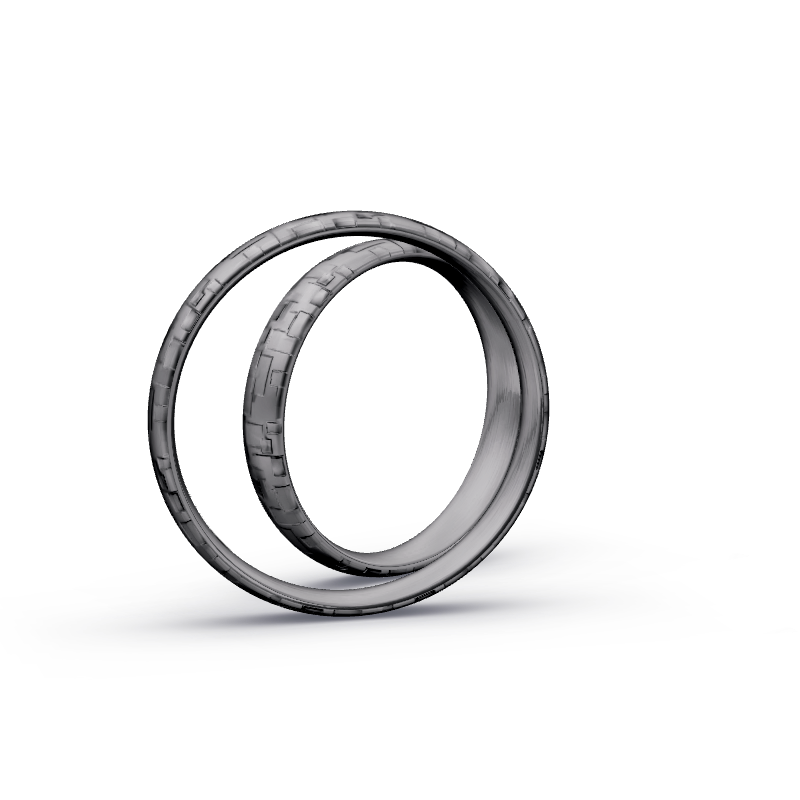 Miniaturbild: Trauringe TL7431 - Tantal (Hammerschlag rechteckig) | 999er Tantal Ring