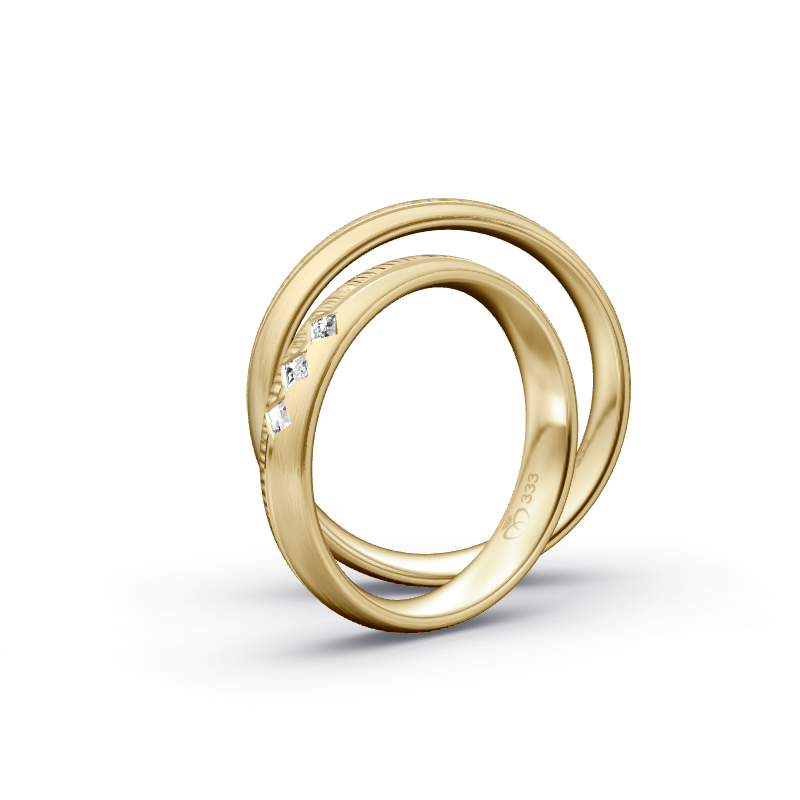 Miniaturbild: Trauringe TL9738 - Gelbgold (Quermatt grob / poliert) | Eheringe aus Gold