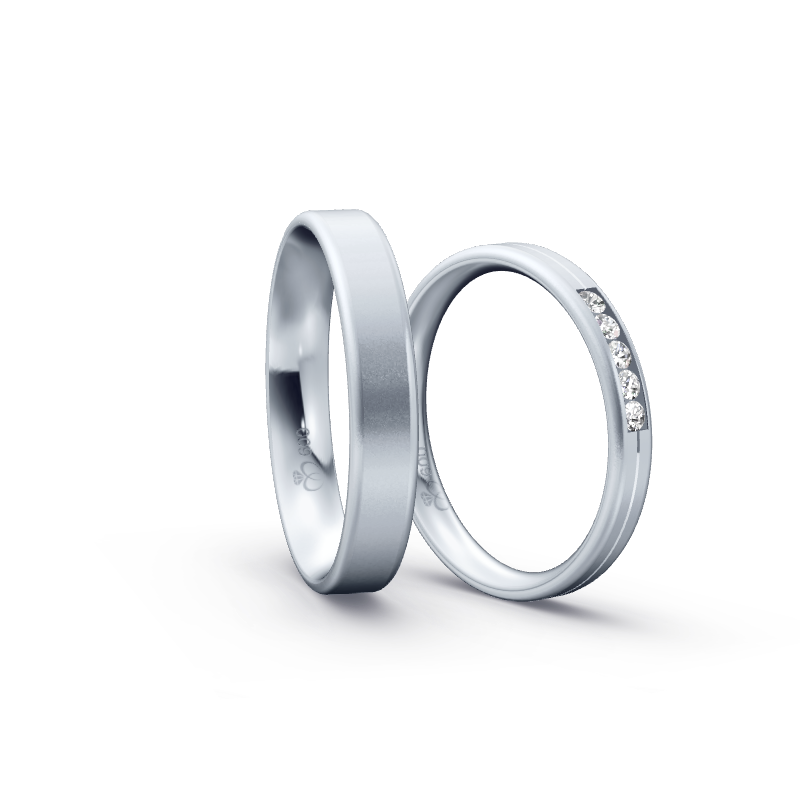 Miniaturbild: Trauringe TL8020 - Platin (Sandmatt fein) mit 5 Brillanten