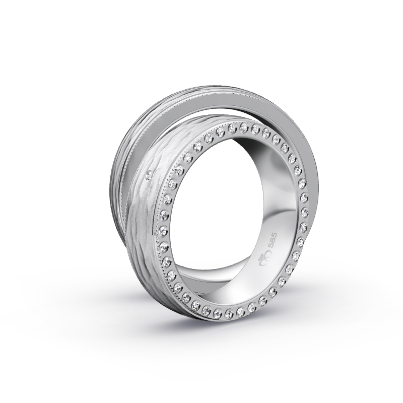 Miniaturbild: Trauringe TL9585 - Weißgold (Relief längs) | Eheringe aus Gold