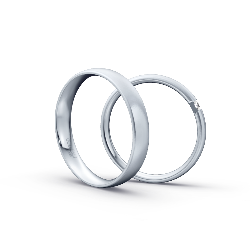 Miniaturbild: Trauringe TL8919 - Platin (Poliert) mit 1 Brillant