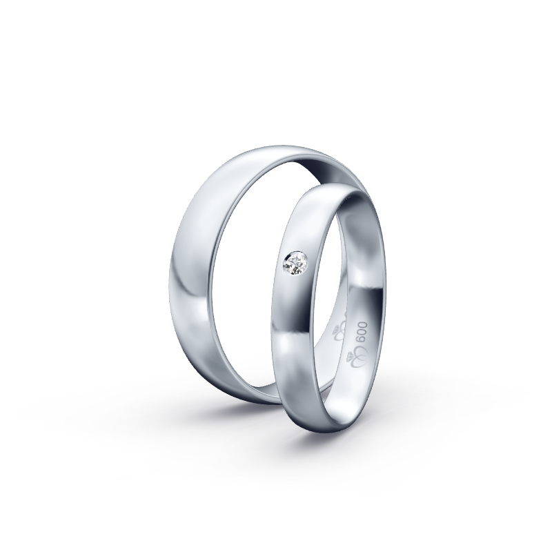 Miniaturbild: Trauringe TL6637 - Platin (Poliert) mit 1 Brillant
