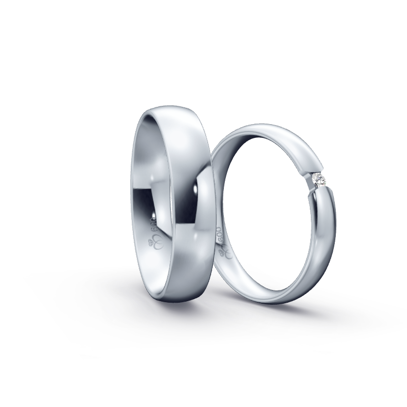 Miniaturbild: Trauringe TL5605 - Platin (Poliert) mit 1 Brillant