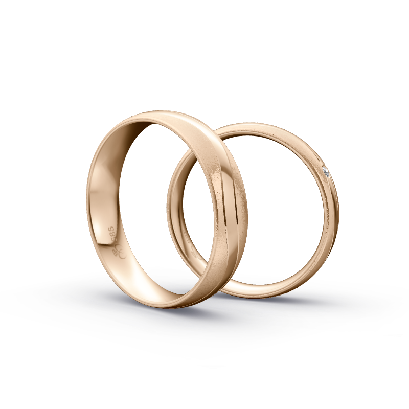 Miniaturbild: Trauringe TL1706 - Roségold (Sandmatt grob / Poliert) | Eheringe aus Gold