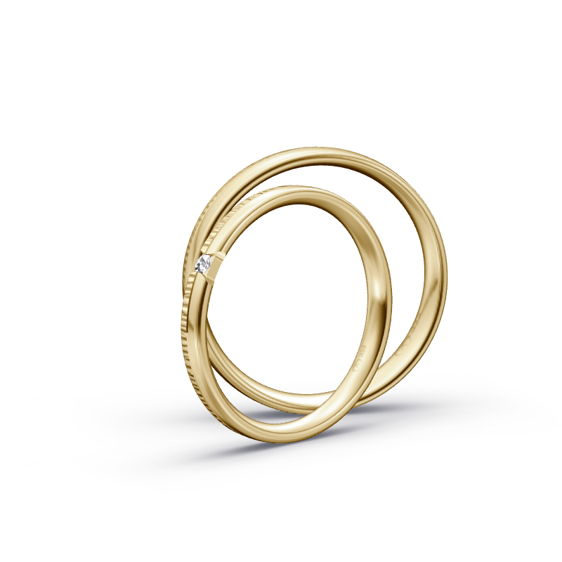 Miniaturbild: Trauringe TL2507 - Gelbgold (Quermatt grob / poliert) | Eheringe aus Gold
