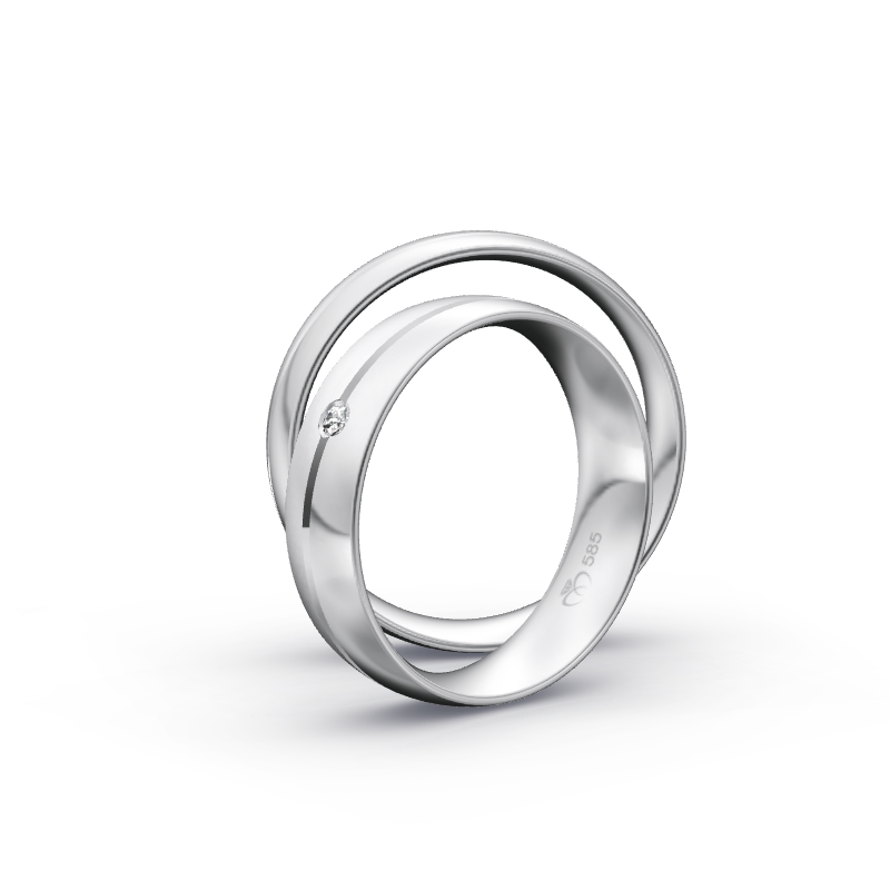 Miniaturbild: Trauringe TL6752 - Weißgold (Sandmatt fein / Poliert) | Eheringe aus Gold