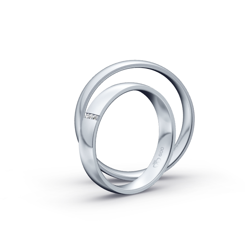 Miniaturbild: Trauringe TL7367 - Platin (Poliert) mit 3 Brillanten