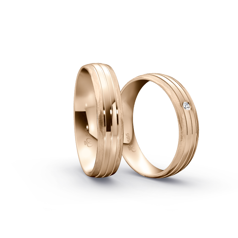 Miniaturbild: Trauringe TL2329 - Roségold (Poliert / Relief längs) | Eheringe aus Gold
