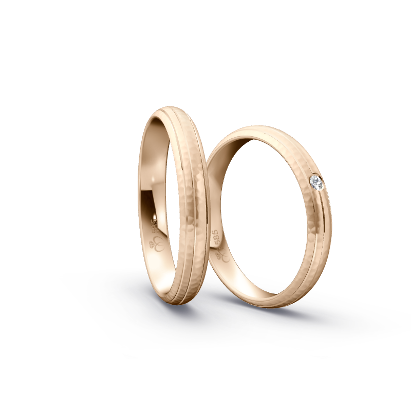 Miniaturbild: Trauringe TL2246 - Roségold (Poliert / Hammerschlag fein) | Eheringe aus Gold