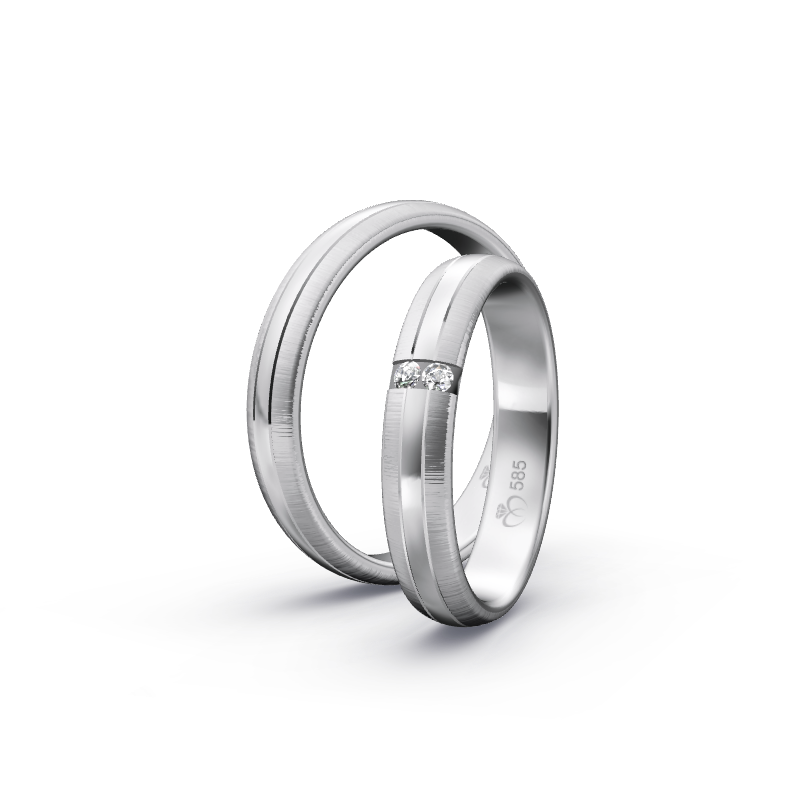 Miniaturbild: Trauringe TL9039 - Weißgold (Quermatt / Poliert) | Eheringe aus Gold