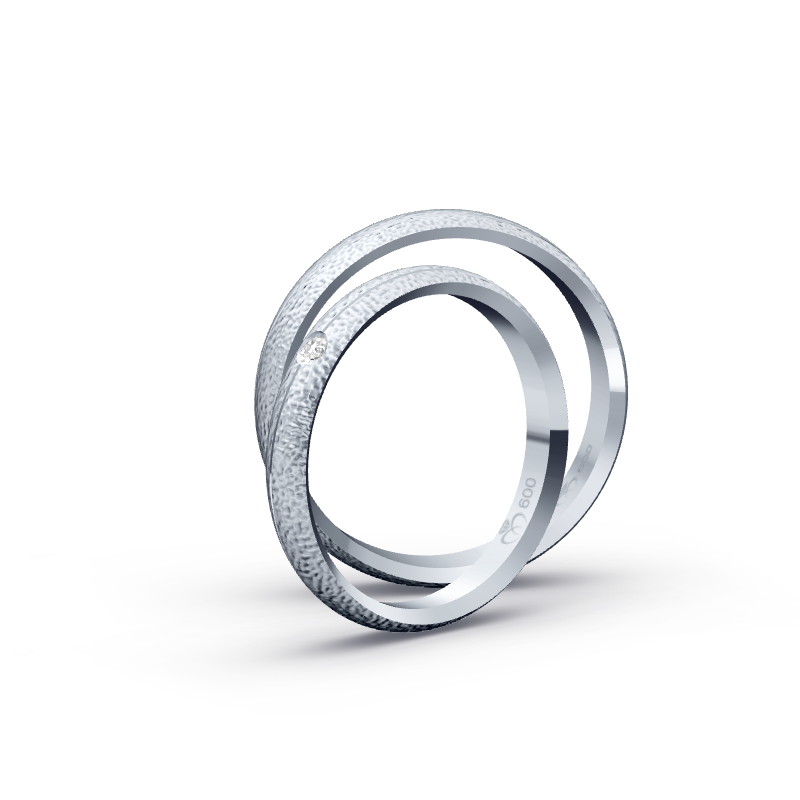 Miniaturbild: Trauringe TL8129 - Platin (Frost) mit 1 Brillant