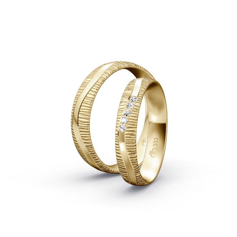 Miniaturbild: Trauringe TL3341 - Gelbgold (Quermatt grob / poliert) | Eheringe aus Gold