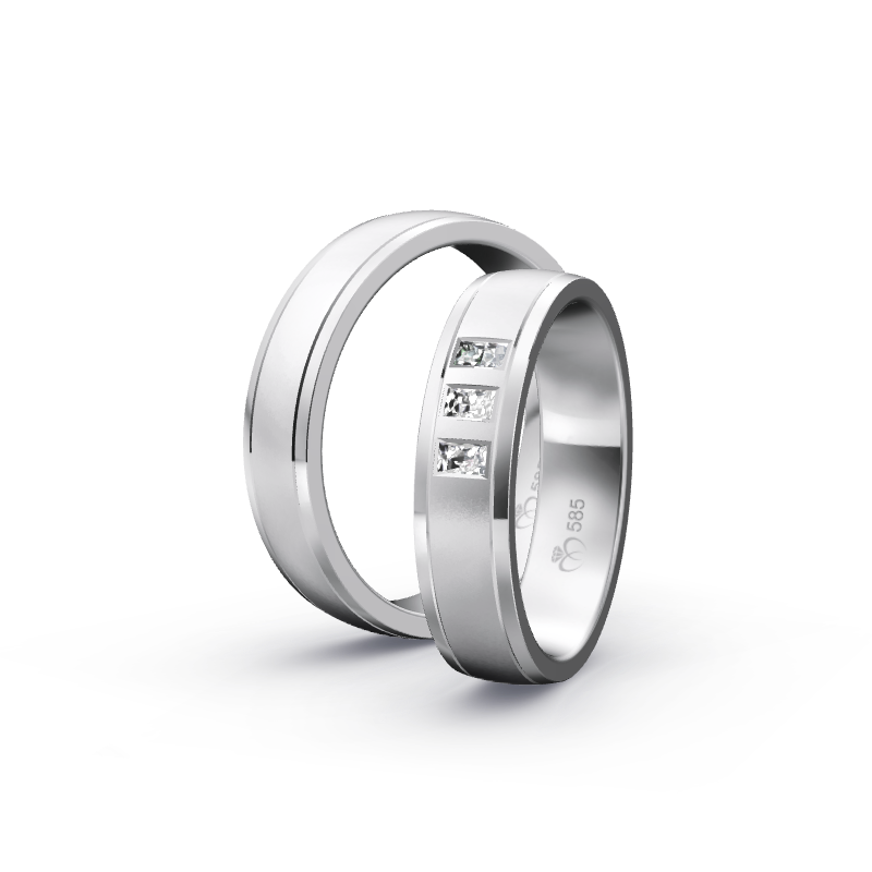Miniaturbild: Trauringe TL9203 - Weißgold (Poliert / Sandmatt fein) | Eheringe aus Gold