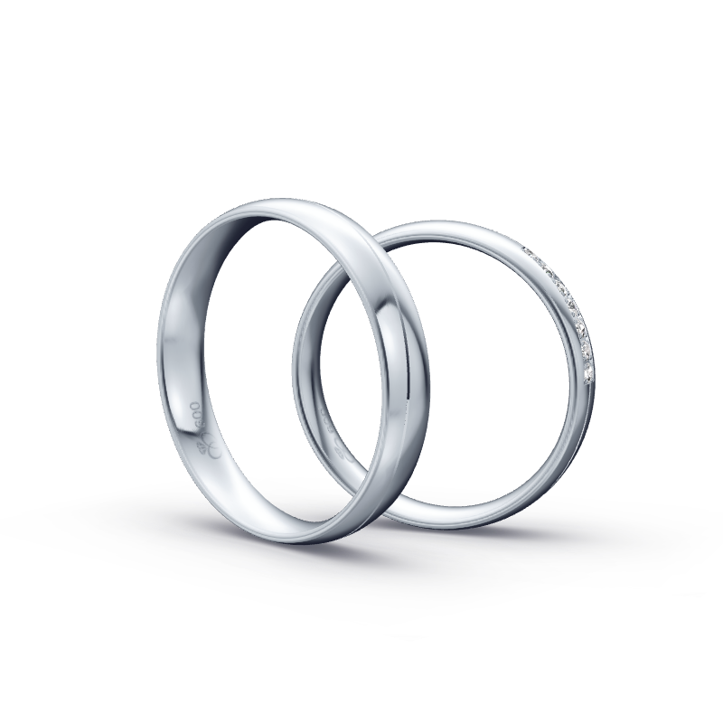Miniaturbild: Trauringe TL5713 - Platin (Poliert) mit 7 Brillanten