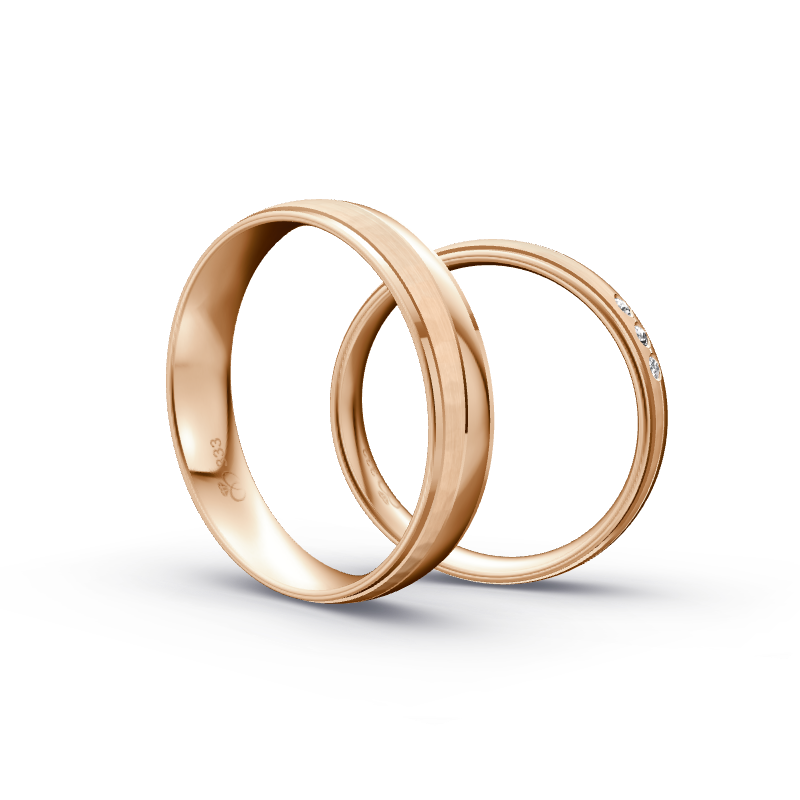 Miniaturbild: Trauringe TL9749 - Rotgold (Poliert / Hammerschlag matt) | Eheringe aus Gold
